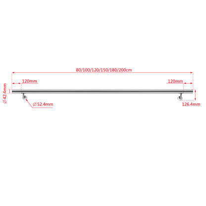 Corrimano in acciaio inox 304 spazzolato 80/100/120/150/180/200cm per interni ed esterni scale