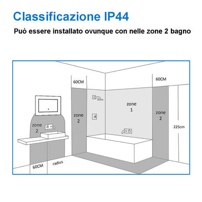 Aica Specchio Per Trucco Da Parete A Parete Con Specchio A Led Per Il Bagno A Parete A Led Nuovo Pulsante,Bianco Freddo,Anti-Appannamento