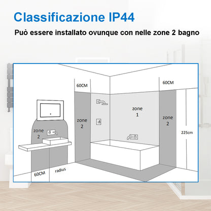 Aica Specchio da bagno rotondo da parete con LED , Anti-appannamento, Luce Bianca Fredda 6000K, Tocco Intelligente, Retroilluminato