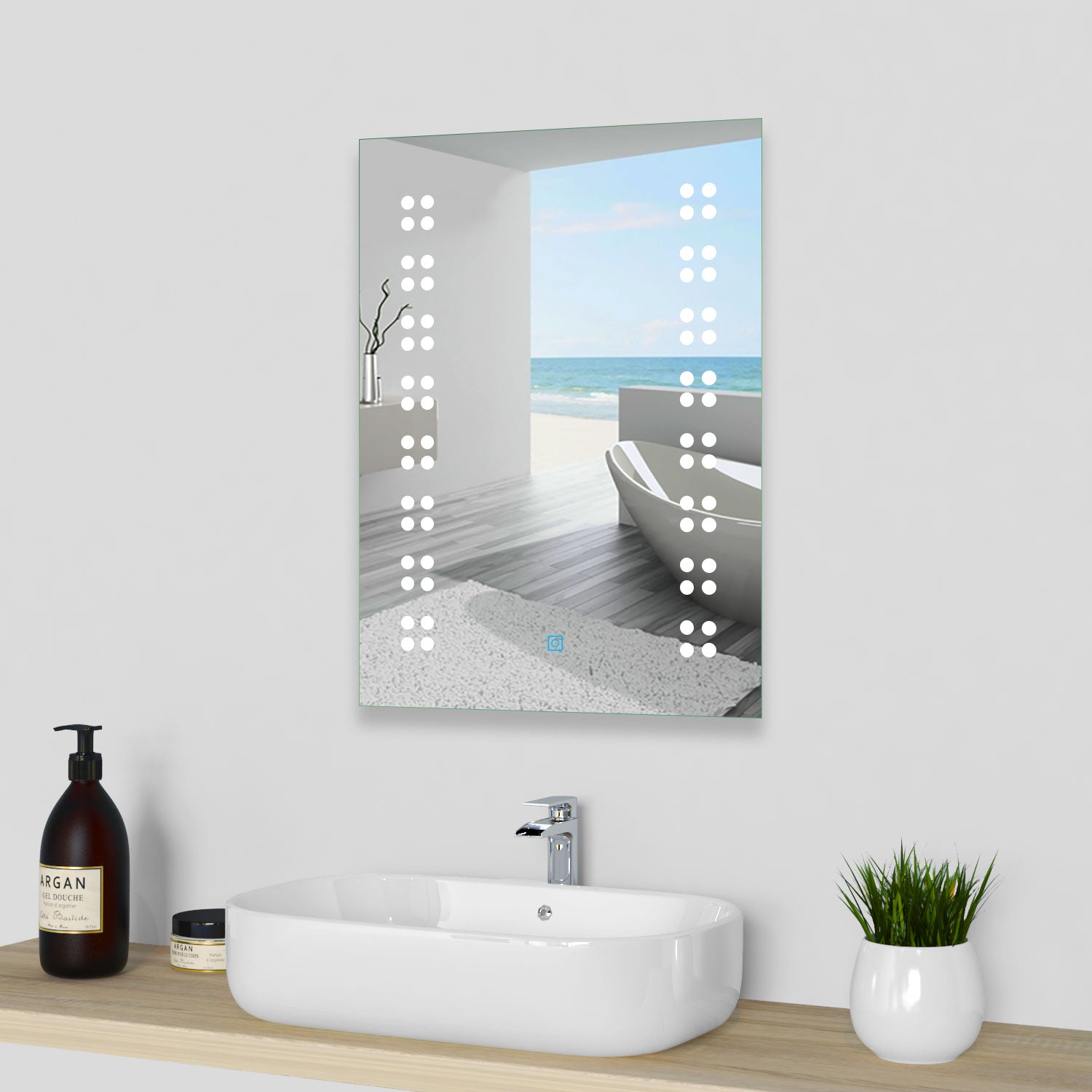 Specchio bagno 50x70cm con luce led touch