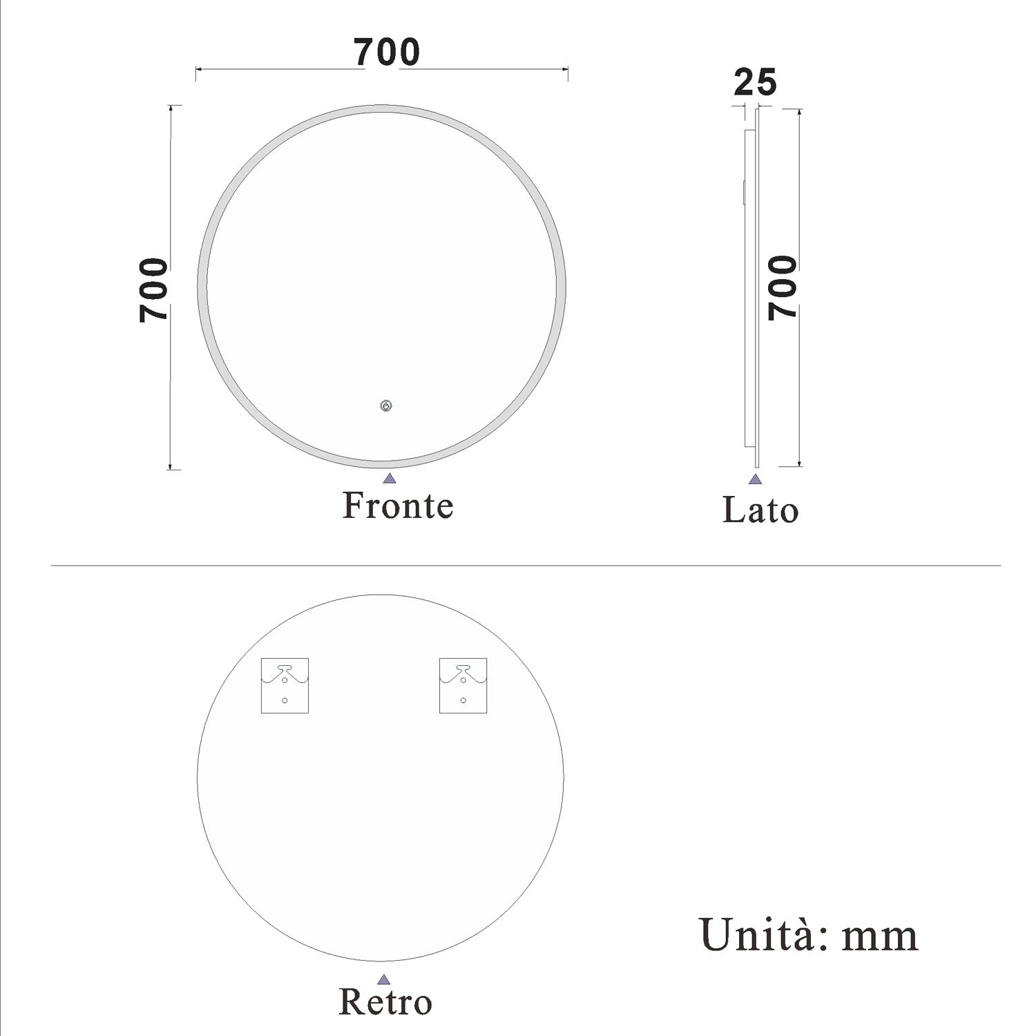 Aica Specchio Tondo LED da Bagno, Temperatura Colore Opzionale, Anti-appannamento, Facile da Installare,Tocco, IP44, Retroilluminato