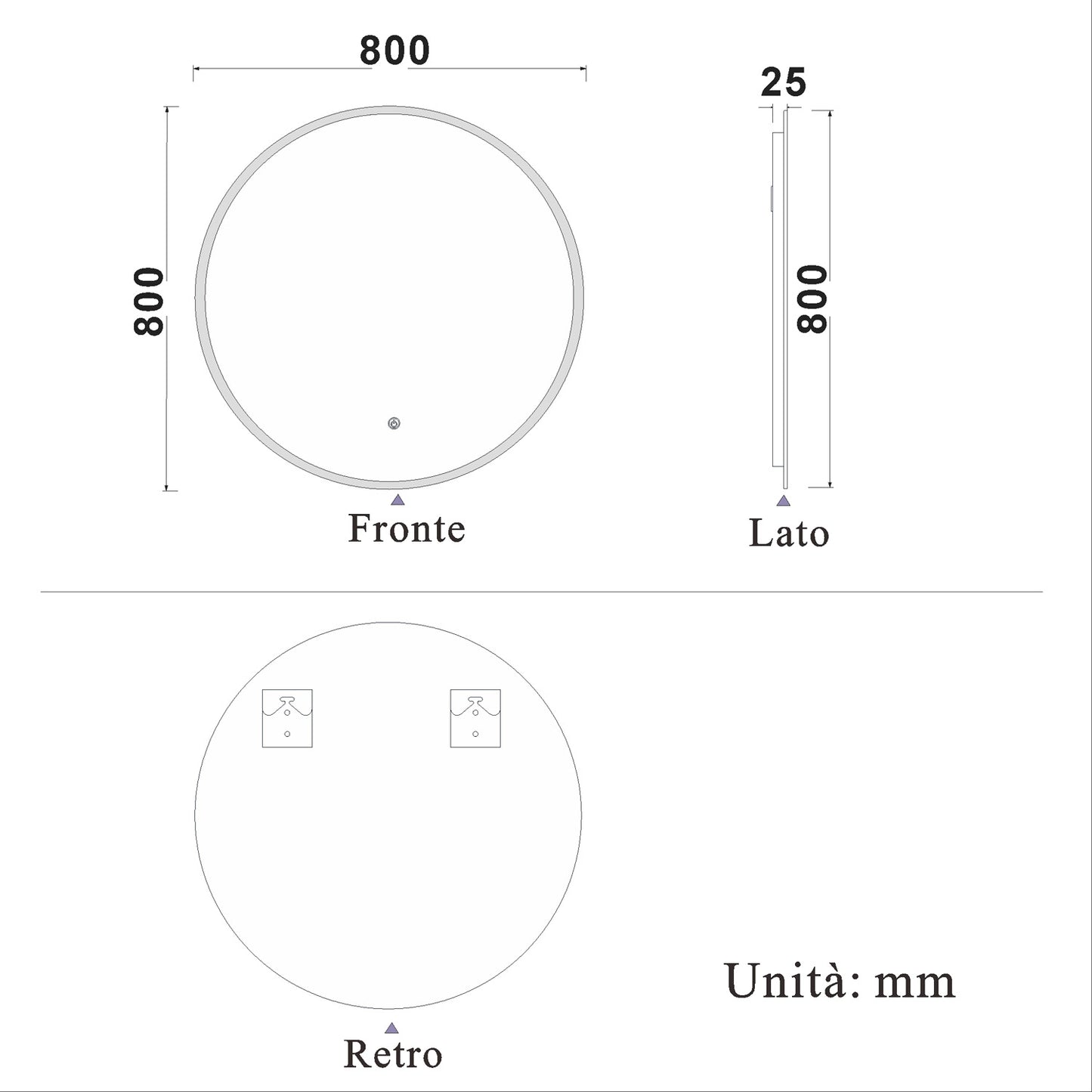 Aica Specchio Tondo LED da Bagno, Temperatura Colore Opzionale, Anti-appannamento, Facile da Installare,Tocco, IP44, Retroilluminato