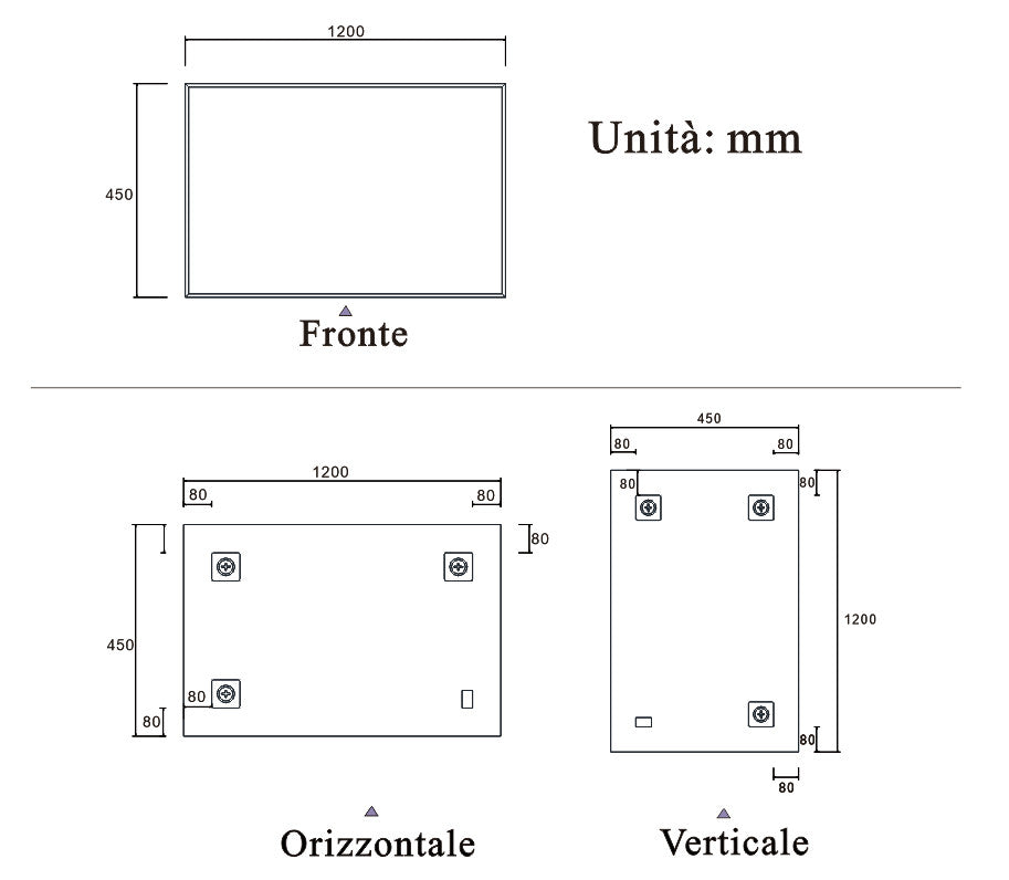 45×120cm Specchio Quadrato , Specchio Semplice, Vetro Ramato, IP44