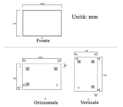 45×120cm Specchio Quadrato , Specchio Semplice, Vetro Ramato, IP44