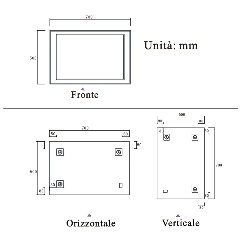 Aica Specchio da Bagno Specchio Cosmetico per Bagno Camera da Letto Specchio Singolo 5 mm Vetro Senza Rame