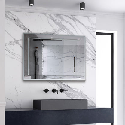 Aica Specchio da Toeletta Specchio da Bagno per Bagno, Camera da Letto, Soggiorno Specchio Singolo in Vetro Senza Rame con Pannello Posteriore 65×90 cm Tipo2