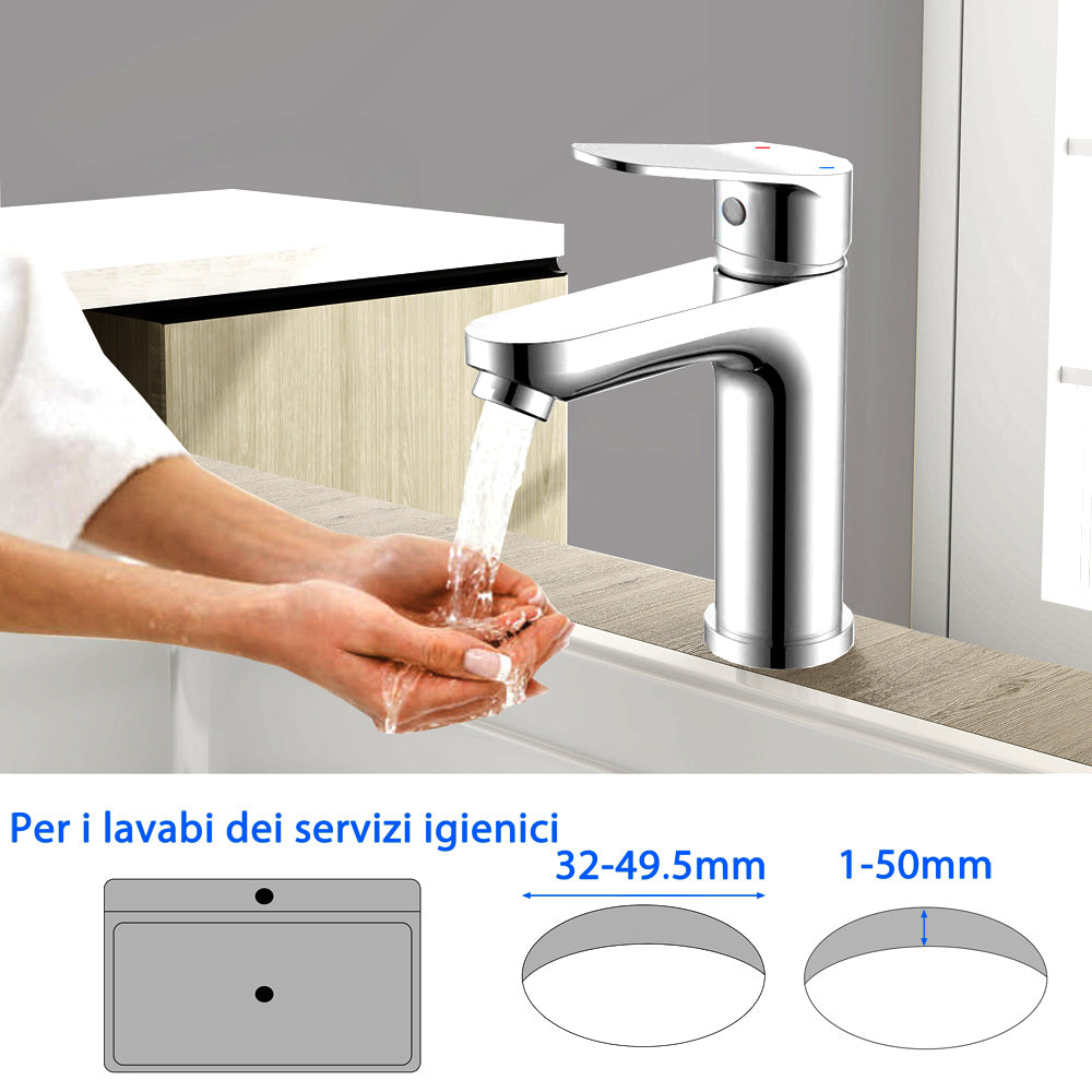 Aica Rubinetto Bagno Lavabo Durevole, Caldo e freddo, Cromata