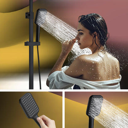 AICA Colonna Doccia Quadrato con Miscelatore Termostatico per Doccia, Doccia Soffione Colonna e Soffione Doccia,Matt Black