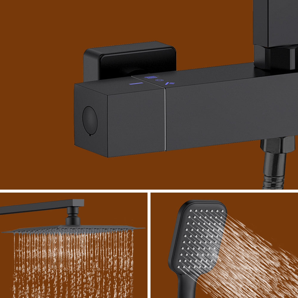AICA Colonna Doccia Quadrato con Miscelatore Termostatico per Doccia, Doccia Soffione Colonna e Soffione Doccia,Matt Black
