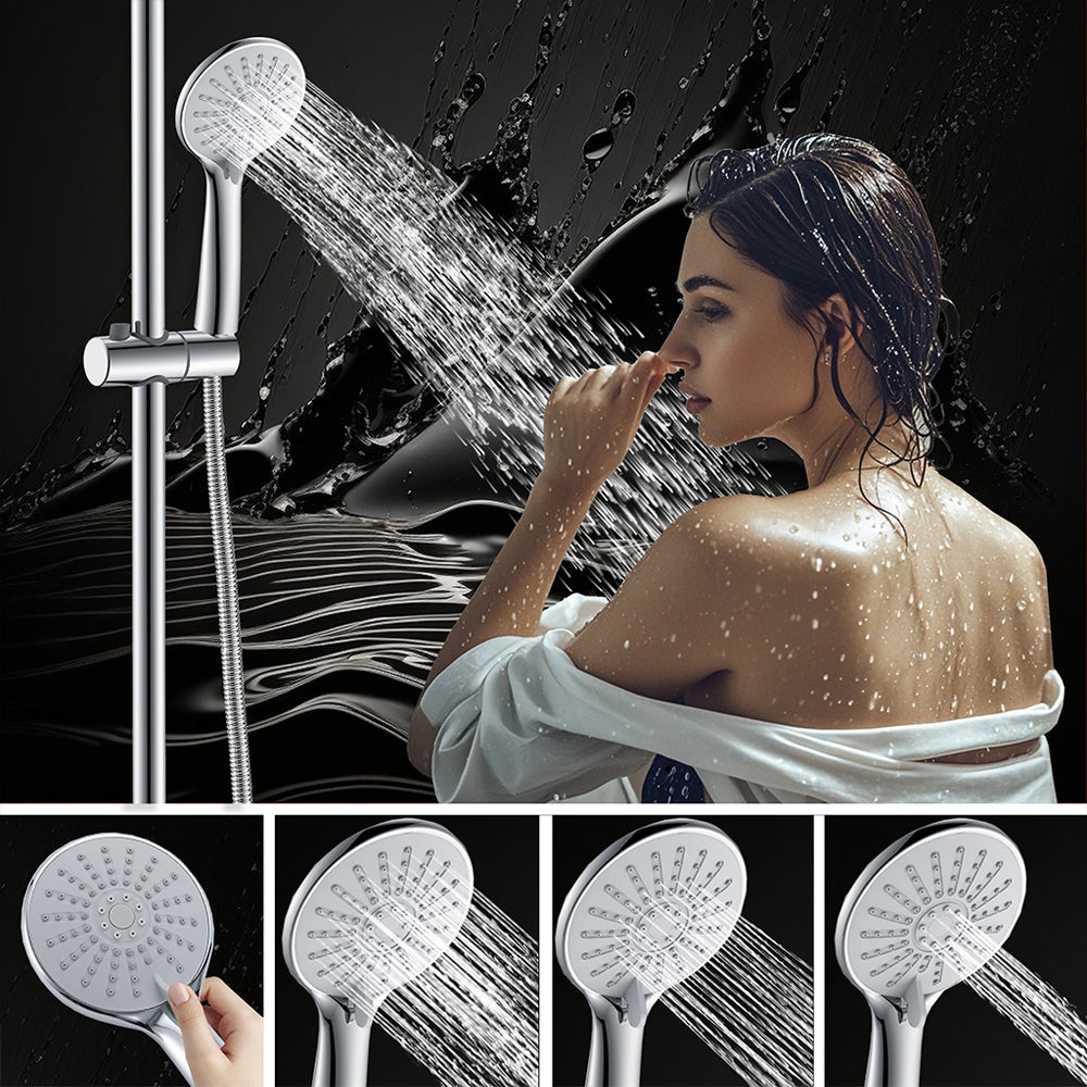 AICA Colonna doccia con miscelatore meccanico, rubinetto doccia 28x4.5cm, soffione doccia rotondo da 25cm in acciaio inox cromato