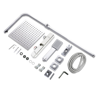 AICA Colonna Doccia con Miscelatore Termostatico, Rubinetto Doccia 300x45mm, Soffione Doccia Quadrato in Acciaio Inox 25x25cm, Altezza Regolabile, Set Doccia Completo, Nero opaco / Cromato