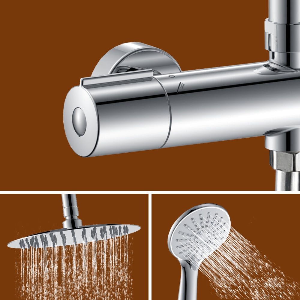 AICA Colonna Doccia Rotondo con Miscelatore Termostatico per Doccia, Doccia Soffione Colonna e Soffione Doccia,Cromato