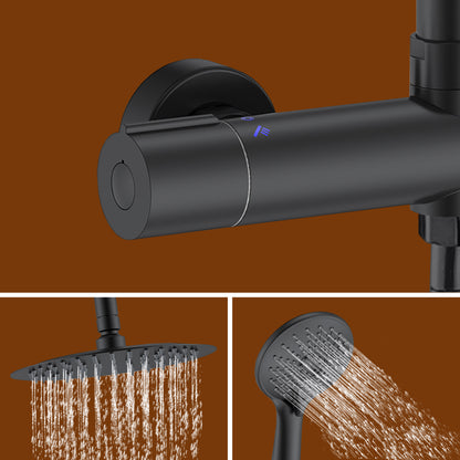 AICA Colonna Doccia Rotondo con Miscelatore Termostatico per Doccia, Doccia Soffione Colonna e Soffione Doccia, Matt Black