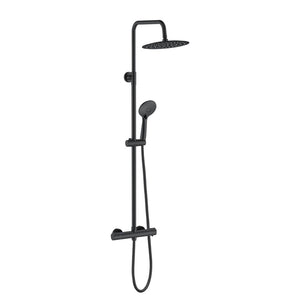 AICA Colonna Doccia Rotondo con Miscelatore Termostatico per Doccia, Doccia Soffione Colonna e Soffione Doccia, Matt Black