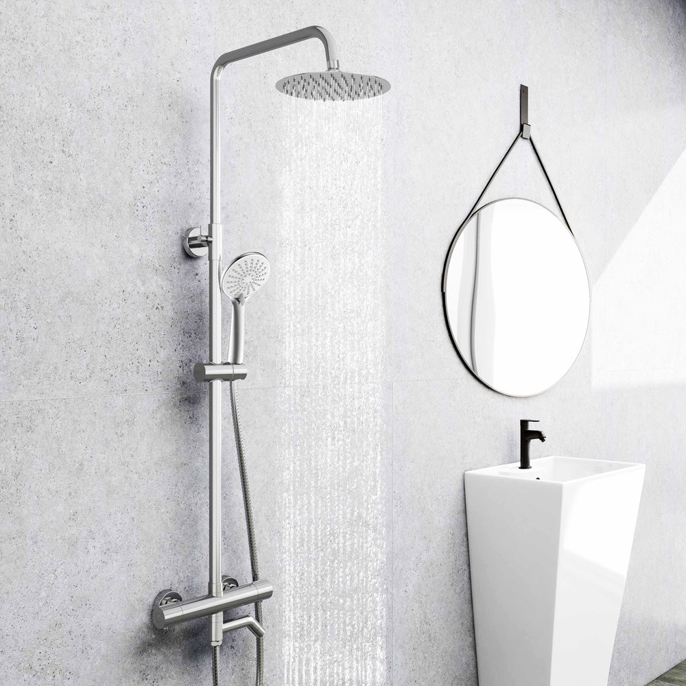 AICA Colonna doccia con miscelatore termostatico, rubinetto doccia cilindro 28x4cm con beccuccio girevole 90??° cromato