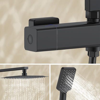 AICA Colonna doccia con miscelatore termostatico, rubinetto doccia 29x4.5cm, soffione doccia quadrato 25x25cm in acciaio inox cromato o Nero opaco