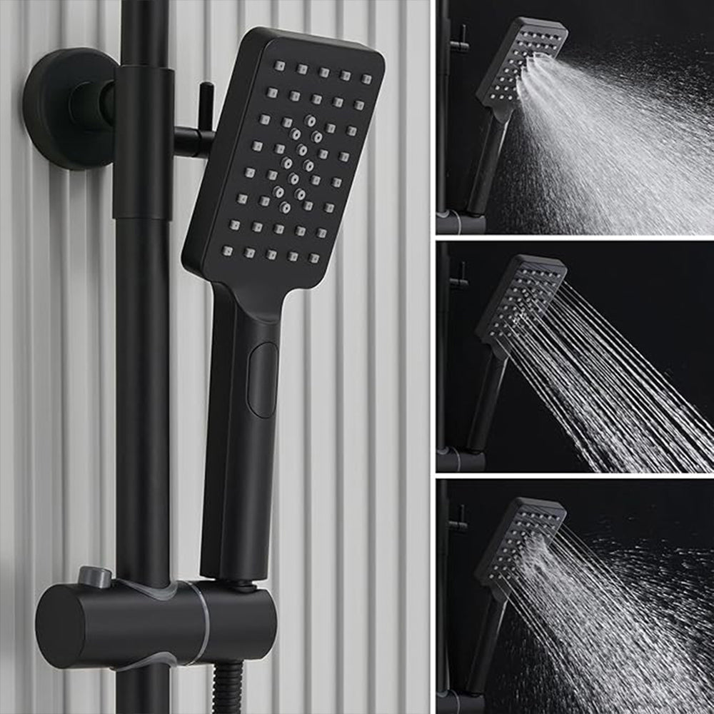 AICA Colonna doccia con miscelatore termostatico, rubinetto doccia 29x4.5cm, soffione doccia quadrato 25x25cm in acciaio inox cromato o Nero opaco
