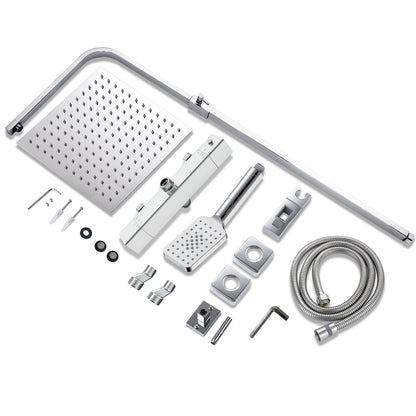 AICA Colonna doccia con miscelatore termostatico, rubinetto doccia 29x4.5cm, soffione doccia quadrato 25x25cm in acciaio inox cromato o Nero opaco