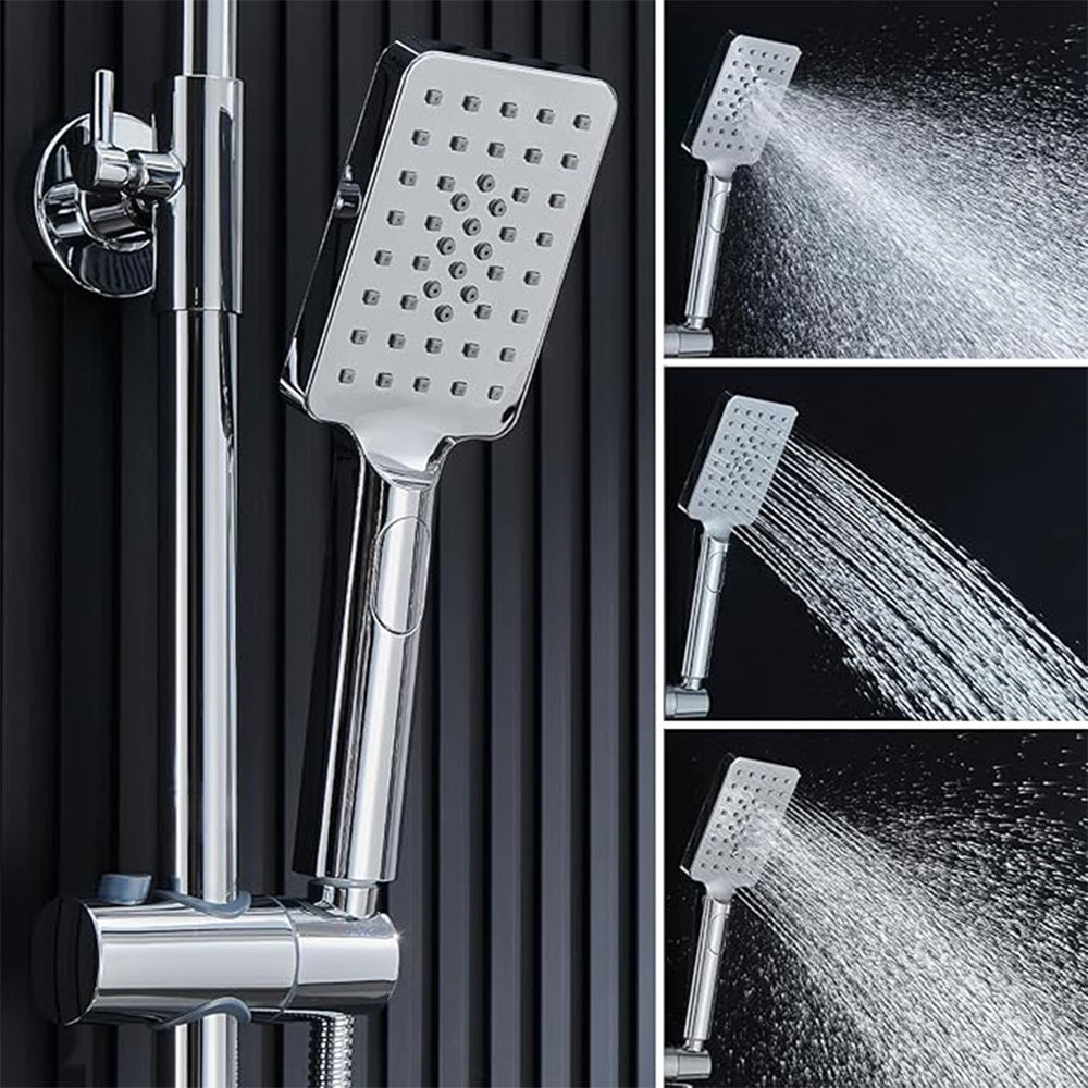 AICA Colonna doccia con miscelatore termostatico, rubinetto doccia 29x4.5cm, soffione doccia quadrato 25x25cm in acciaio inox cromato o Nero opaco