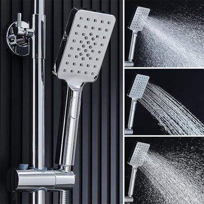 AICA Colonna doccia con miscelatore termostatico, rubinetto doccia 29x4.5cm, soffione doccia quadrato 25x25cm in acciaio inox cromato o Nero opaco