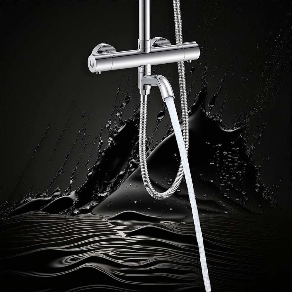 AICA Colonna doccia con miscelatore termostatico, rubinetto doccia cilindro 28x4cm con beccuccio girevole 90??° cromato