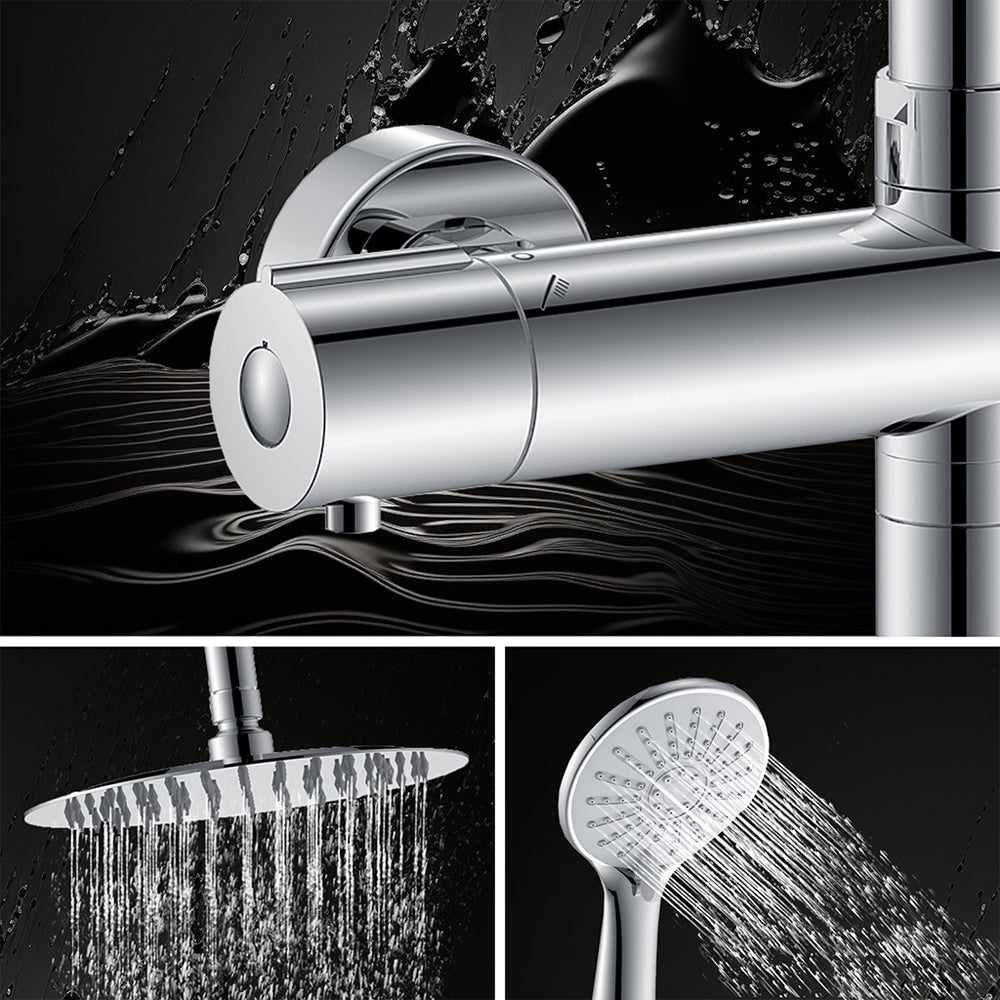 AICA Colonna doccia con miscelatore termostatico, rubinetto doccia cilindro 28x4cm con beccuccio girevole 90??° cromato