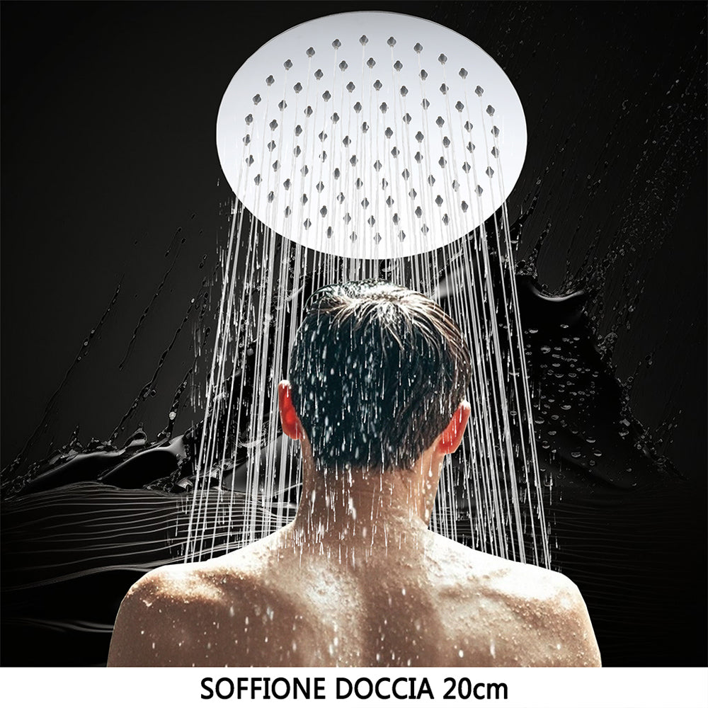 AICA Colonna doccia con miscelatore termostatico, rubinetto doccia cilindro 28x4cm con beccuccio girevole 90??° cromato