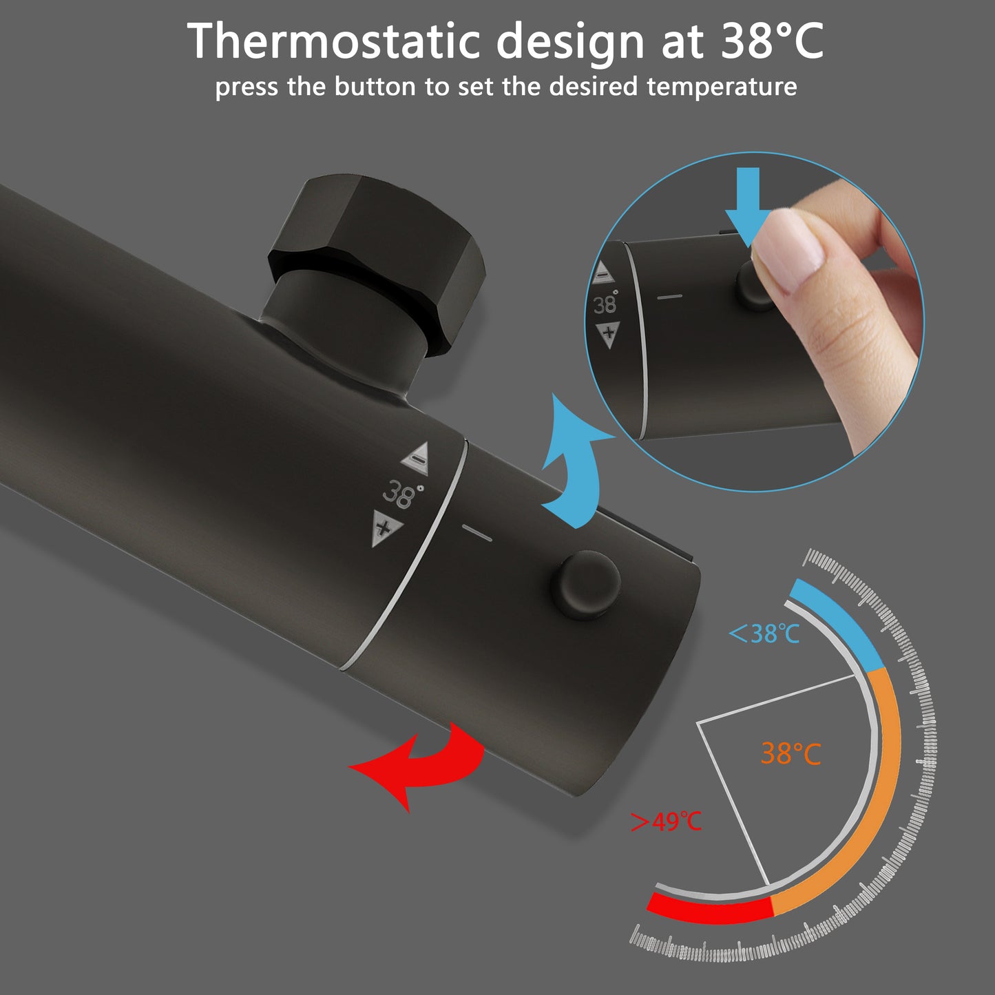 AICA Colonna doccia doccia con miscelatore termostatico, soffione quadrato 20x20cm in acciaio inox, regolabile in altezza, disponibile in cromo/nero