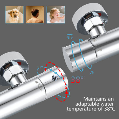 AICA Colonna doccia doccia con miscelatore termostatico, soffione quadrato 20x20cm in acciaio inox, regolabile in altezza, disponibile in cromo/nero