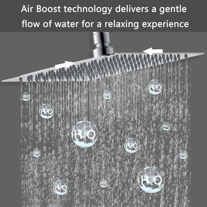 AICA Colonna doccia doccia con miscelatore termostatico, soffione quadrato 20x20cm in acciaio inox, regolabile in altezza, disponibile in cromo/nero