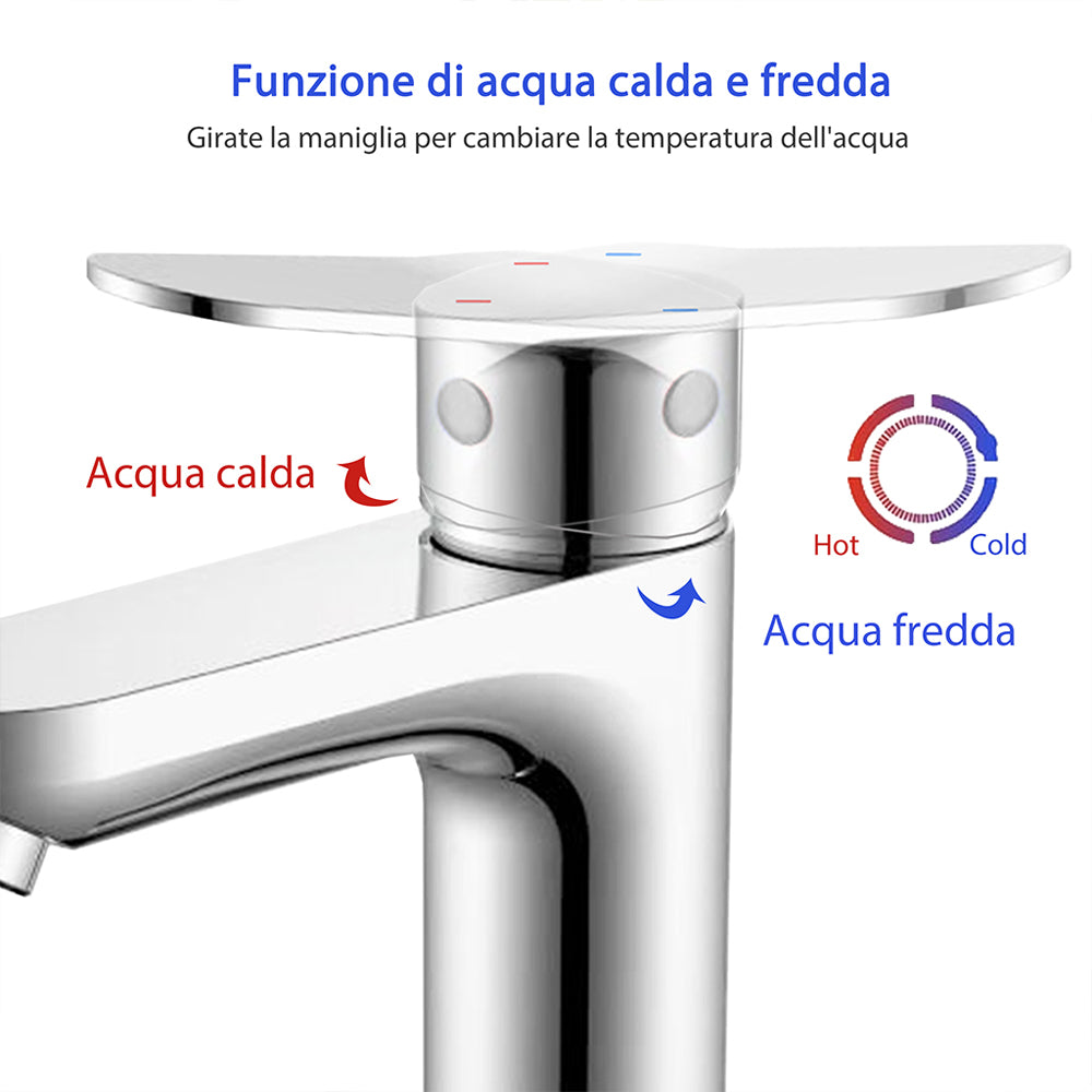 Aica Rubinetto Bagno Lavabo Durevole, Caldo e freddo, Cromata