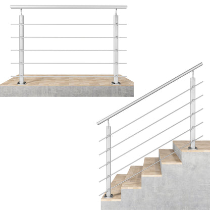 Ringhiera Parapetto in Alluminio Argento o Nero Opaco — Disponibile in 3 Misure: L. 100/150/200 cm — Montaggio a Pavimento per Interni ed Esterni#Argento