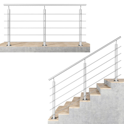 Ringhiera Parapetto in Alluminio Argento o Nero Opaco — Disponibile in 3 Misure: L. 100/150/200 cm — Montaggio a Pavimento per Interni ed Esterni#Argento
