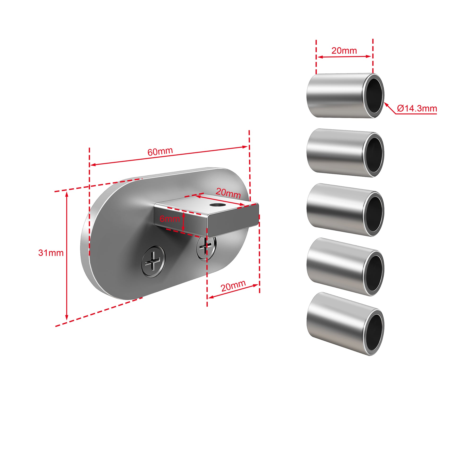 Ringhiera Parapetto in Alluminio Nero Opaco o Argento Opaco L. 100/150/200 cm a Montaggio a Parete, con supporto di collegamento a Parete#Argento
