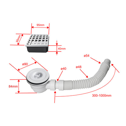 Piatto Doccia da Piastrellare Tagliabile in Estruso Rigida Polistirene Varie Dimensioni spessore di 4 cm Sifone Piletta e Tubo inclusi