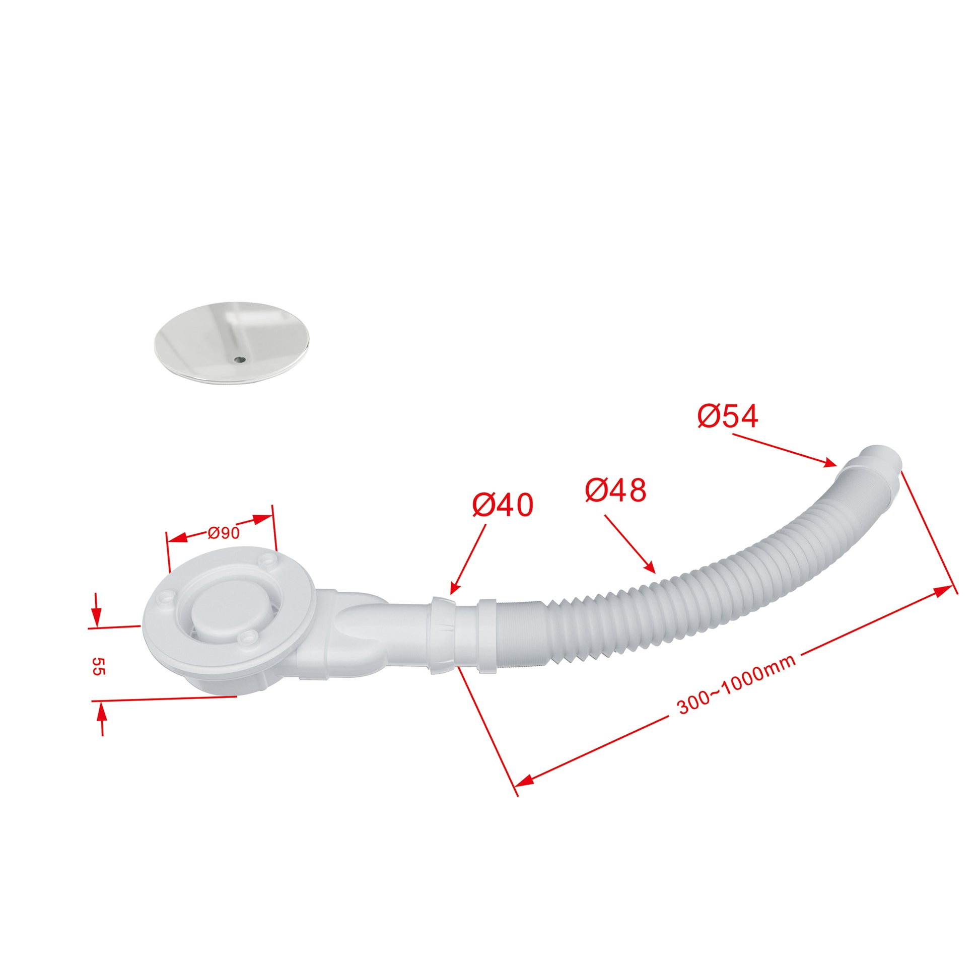 Piatto Doccia Bianco Spessore di 3 cm in Pietra Artificiale e Resina Minerale Mista Piletta Extra Piatta Sottile e Tubo inclusi