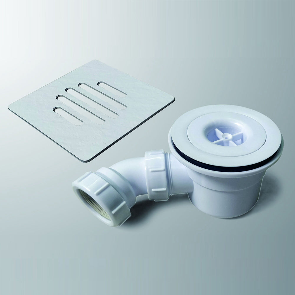 Piatto Doccia Bianco Semicircolare in Pietra Artificiale e Mesina Mista Effetto Ardesia Ruvido Piletta e Tubo inclusi