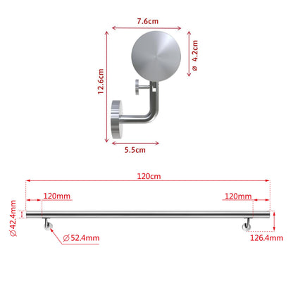 Corrimano in acciaio inox 304 spazzolato 80/100/120/150/180/200cm per interni ed esterni scale 120cm
