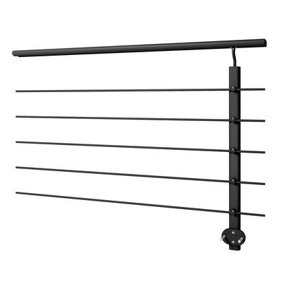 Ringhiera modulare in alluminio opaco argento o nero. Misure componibili, giunzioni lineari e angolari. Montaggio a pavimento per interni ed esterni.#Nero