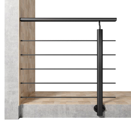 Ringhiera Parapetto in Alluminio Nero Opaco o Argento Opaco L. 100/150/200 cm a Montaggio a Parete, con supporto di collegamento a Parete Nero 100cm#Nero