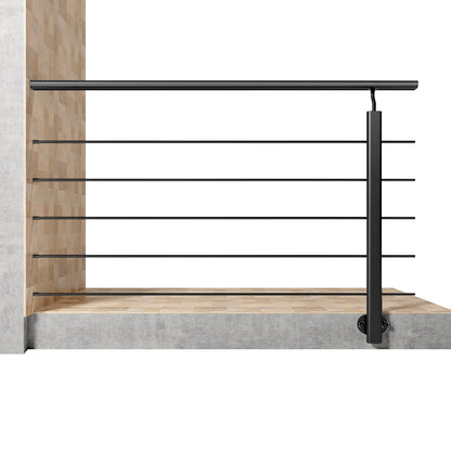 Ringhiera Parapetto in Alluminio Nero Opaco o Argento Opaco L. 100/150/200 cm a Montaggio a Parete, con supporto di collegamento a Parete Nero 150cm#Nero