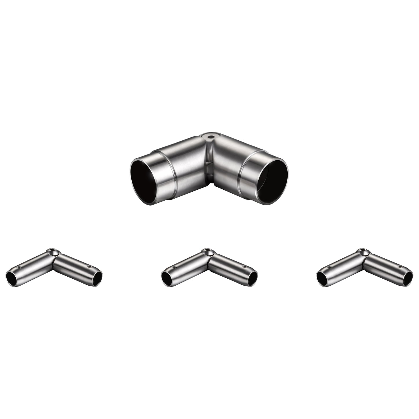 Kit Connettore Dritto/Angolo Regolabile per Ringhiere in Acciaio Inox Diametro 42.4 mm Configuratore per Corrimano per Ringhiere a 3/5 Traversi Angolo Regolabile 3 traversi