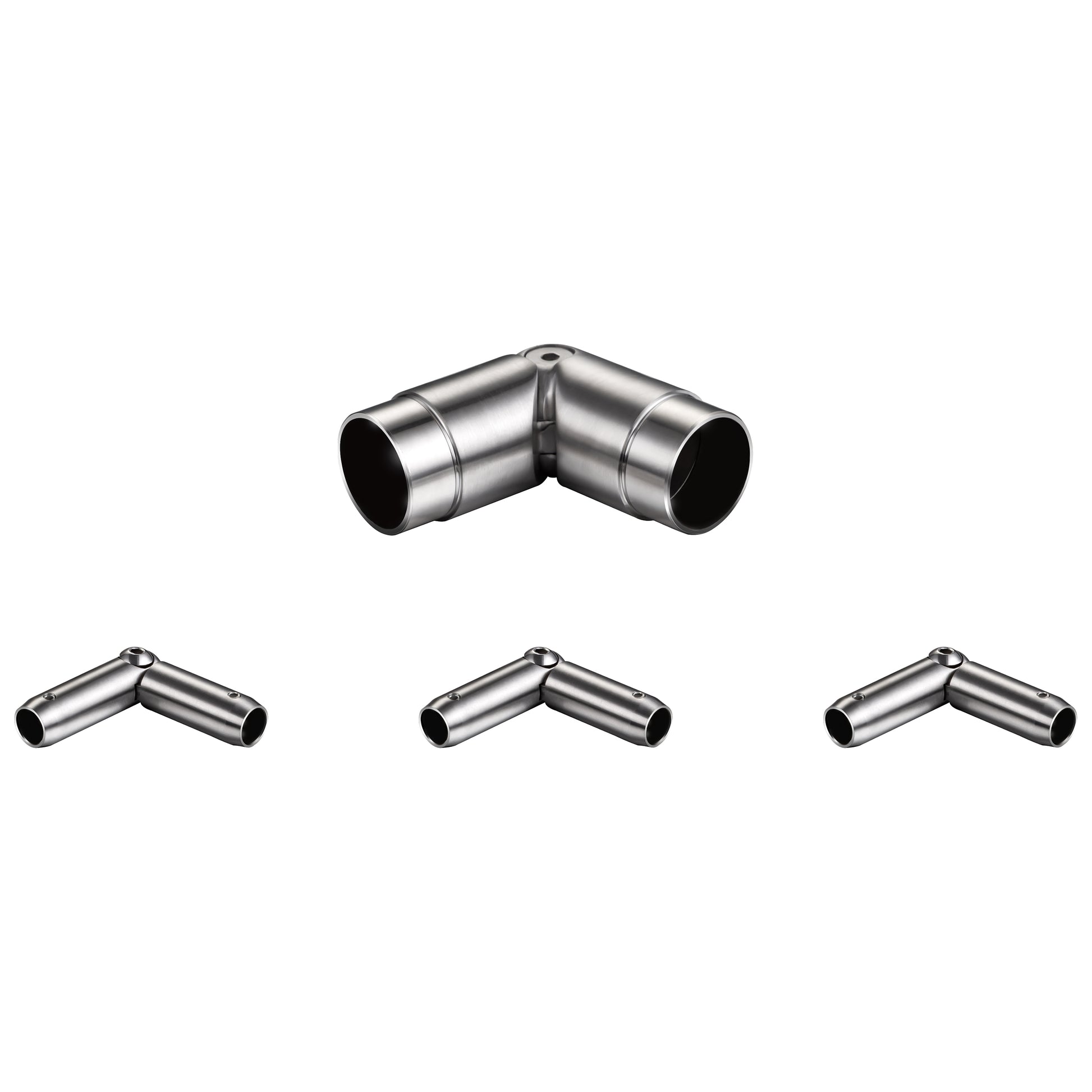 Kit Connettore Dritto/Angolo Regolabile per Ringhiere in Acciaio Inox Diametro 42.4 mm Configuratore per Corrimano per Ringhiere a 3/5 Traversi Angolo Regolabile 3 traversi