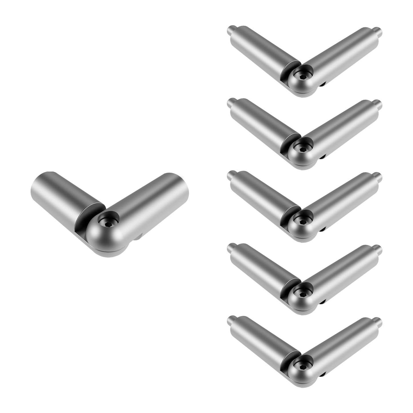 Kit Connettore Angolare Regolabile per Ringhiere in Alluminio, Nero Opaco / Argento Opaco Argento Opaco#Argento Opaco