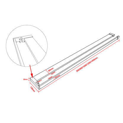 Box Doccia Walk In 80-90-100-120x190cm Vetro 8mm Anticalcare Trasparente Barra Stabilizzatrice da 90 cm Mensola Doccia 80-90-100-120cm