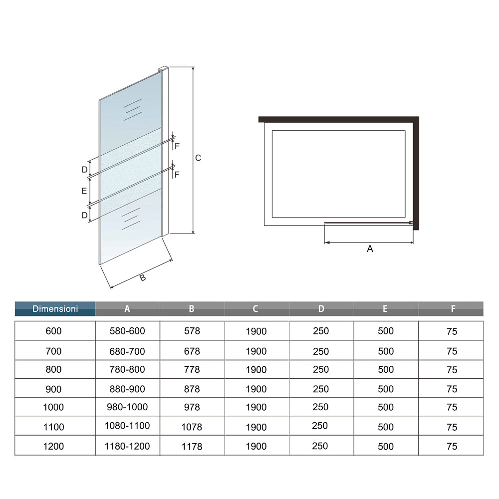 Box Doccia Angolare da Doppio Walk In in Vetro Temperato 6mm Anticalcare Multi Fasce Satinate 2 Barre Stabilizzatrici da 140cm Cromo Lucido