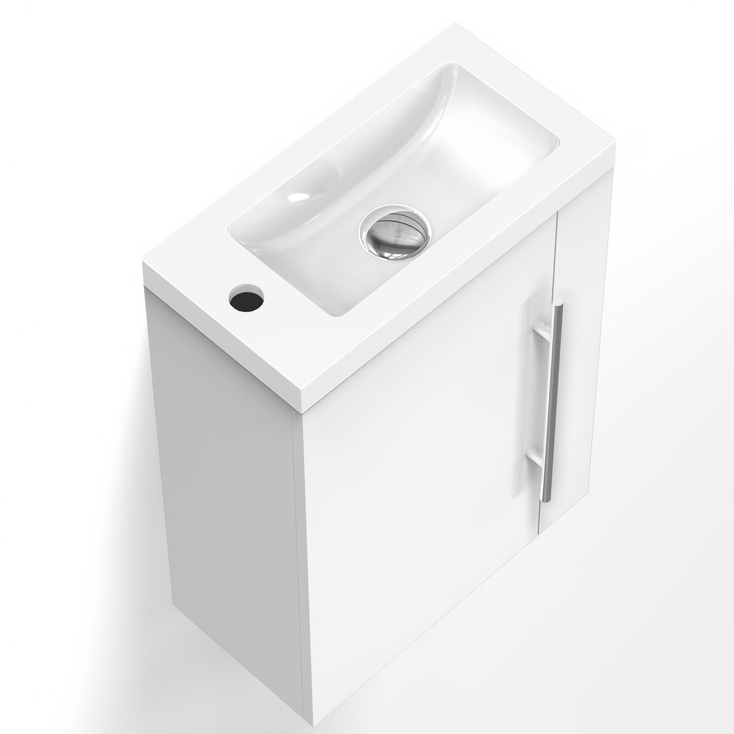Aica Mobile Bagno Monoblocco Sospeso 44×23×60 cm per Piccoli Spazi con Maniglia e Lavabo in Alluminio