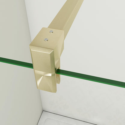 Box Doccia Walk In 50-120x200 cm Parete Fissa Vetro 8/10 mm Trasparente Anticalcare Oro Spazzolato Barra Stabilizzatrice 140 cm