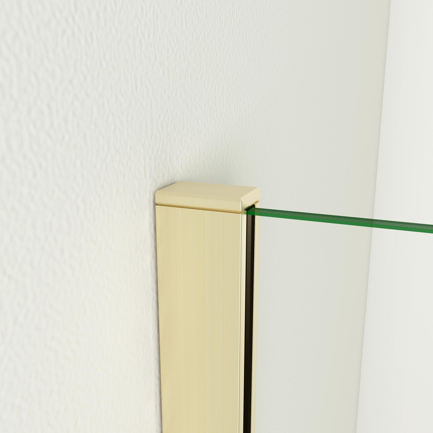 Box Doccia Walk In 40-50-60-70-80-85-90-100-110-120x200 cm Parete Fissa Vetro 8/10 mm Trasparente Anticalcare Oro Spazzolato