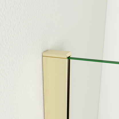 Box Doccia Walk In 40-120x200 cm Parete Fissa Vetro 8/10 mm Trasparente Anticalcare Oro Spazzolato